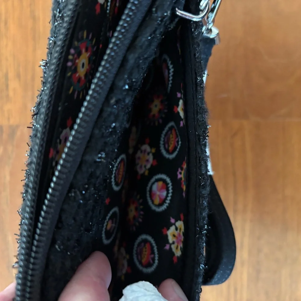 NWT Vera Bradley RFID Crossbody Wallet - black sparkle crossbody purse clutch - Picture 6 of 12